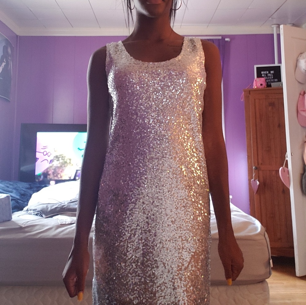 Grey silver sleeveless dress